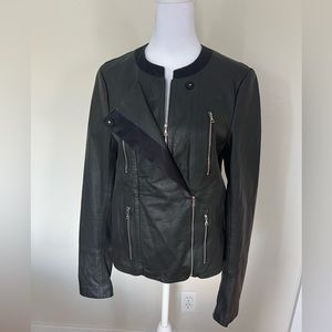 J Brand leather jacket - never worn, new without tags. Leather front, satin back